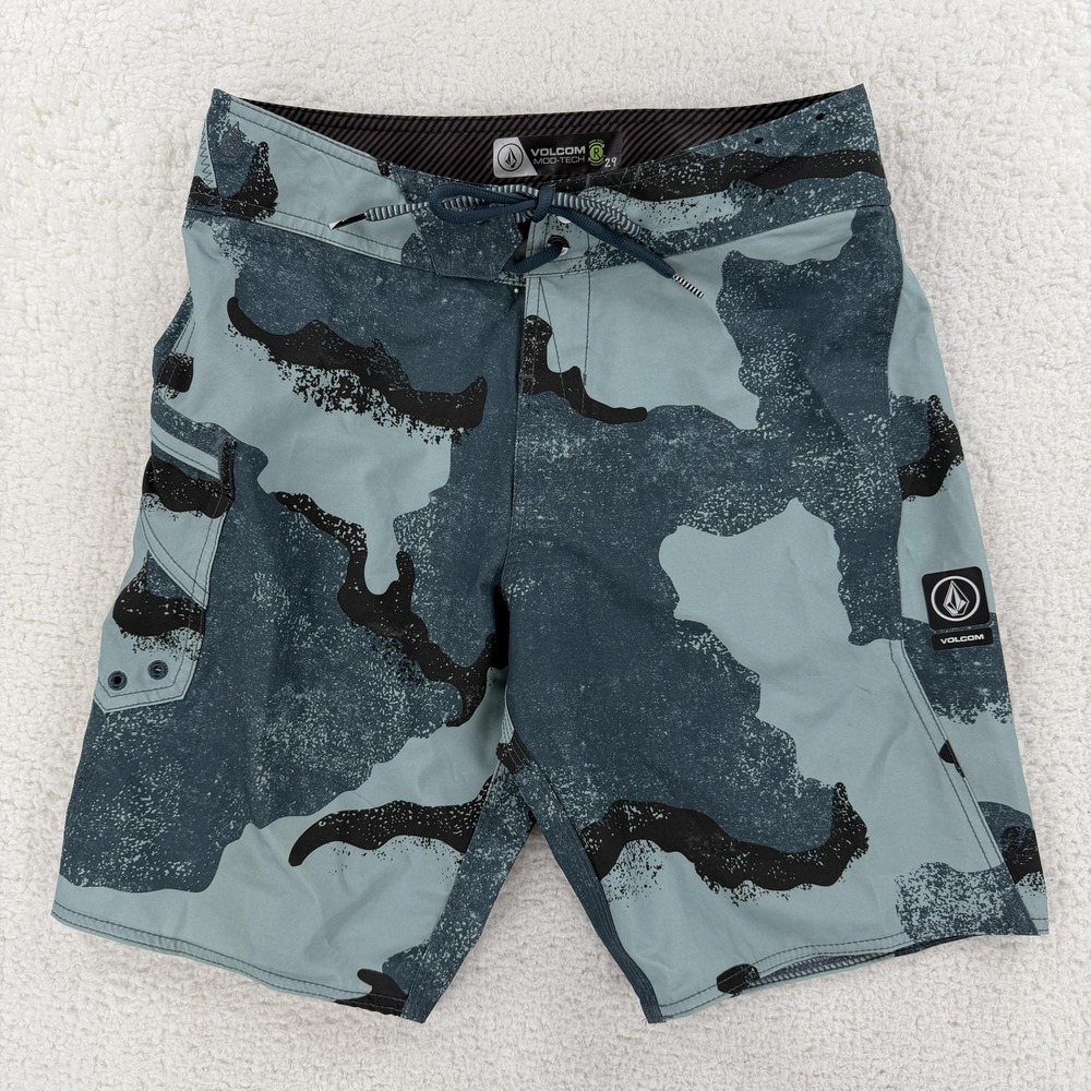 Volcom Board Shorts Mens 30 Blue Camo Mod-Tech Stretch Repreve Surf Swim Trunks